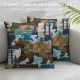 PHYHOO Animal Throw Pillow Cover , Pillow Cover for Boys Kids, Cushion Cover, Accent Pillow Case Waterproof,Blue Brown