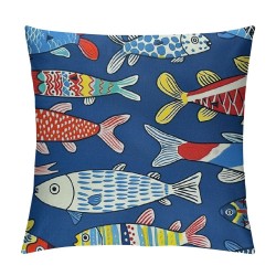 Sea Animal Throw Pillow Covers, Pillow Covers, Fish Decorative Pillow Covers, Geometric Ocean Life Cushion Cases, Cartoon Fish Decorative Pillow Covers