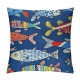 Sea Animal Throw Pillow Covers, Pillow Covers, Fish Decorative Pillow Covers, Geometric Ocean Life Cushion Cases, Cartoon Fish Decorative Pillow Covers