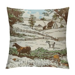 PHYHOO Farmhouse Throw&nbsp;Pillow&nbsp;Covers Pillow&nbsp;Covers Vintage Country Riding Horses Cushion&nbsp;Covers For Boys Young Desert Cow Decorative Pillow Covers