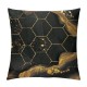 PHYHOO Marble Throw Pillow Covers , Black Grey Geometric Gold Plaid Cushion Covers, Modern Decorative Accent Pillow Cases Metallic Stripe Hexagon Grid Pillow Covers,