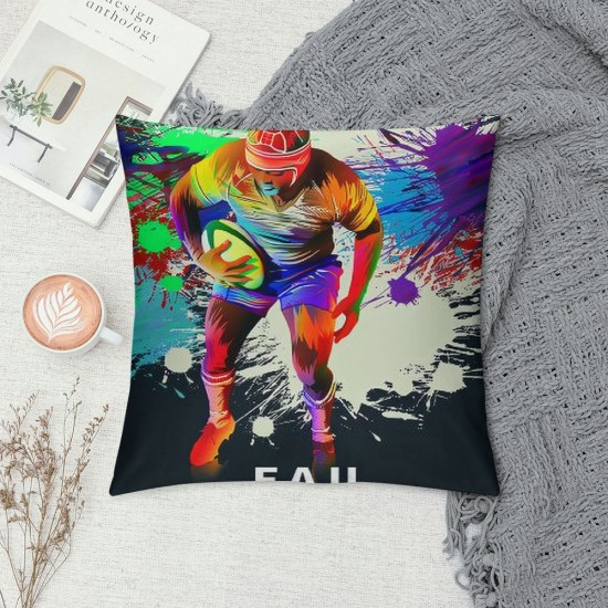 PHYHOO  Throw Pillow Cover for Boys,Kids Sports Ball Game Pillow Cover,American Football Cushion Cover,Watercolor Hippie Galaxy Decorative Accent Pillow Case