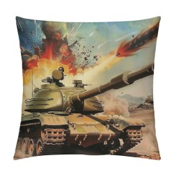 Cushion Cover Throw Pillow Cover for Boys ,Army Force Style Decorative Pillow Cover Vehicle War Theme Cushion Case for Sofa