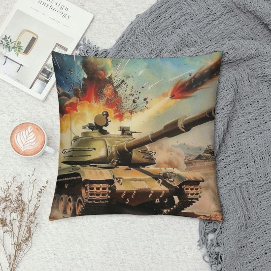 Cushion Cover Throw Pillow Cover for Boys ,Army Force Style Decorative Pillow Cover Vehicle War Theme Cushion Case for Sofa