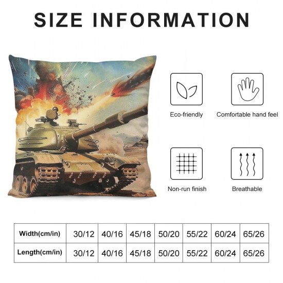 Cushion Cover Throw Pillow Cover for Boys ,Army Force Style Decorative Pillow Cover Vehicle War Theme Cushion Case for Sofa