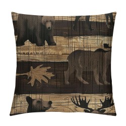 PHYHOO Throw Pillow Covers , Pillow Covers with of and Buffalo Plaid Check,Vintage Wooden Hunting Animal Cushion Covers