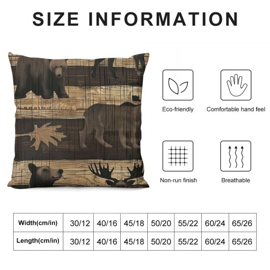 PHYHOO Throw Pillow Covers , Pillow Covers with of and Buffalo Plaid Check,Vintage Wooden Hunting Animal Cushion Covers