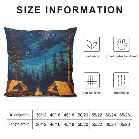 Throw Pillow Cover for Kids Man Woman,Glitter Pillow Cover , Cushion Cover,Happy Camping Decorative Pillow Cover for Office