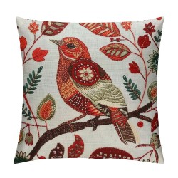 Nordic Bird Christmas Pillow Covers Retro Boho Floral Throw Pillow Cases Winter Holiday Outdoor Cushion Covers for Sofa Farmhouse Decorations