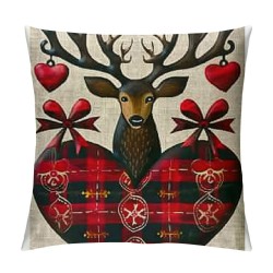 PHYHOO Christmas Decorations Pillow Covers Christmas Red Black Buffalo Plaid Throw Pillow Cases Farmhouse Christmas Plaid Truck Cushion Covers Winter Holiday Decorations