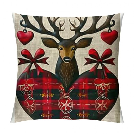 PHYHOO Christmas Decorations Pillow Covers Christmas Red Black Buffalo Plaid Throw Pillow Cases Farmhouse Christmas Plaid Truck Cushion Covers Winter Holiday Decorations