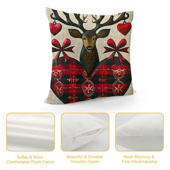 PHYHOO Christmas Decorations Pillow Covers Christmas Red Black Buffalo Plaid Throw Pillow Cases Farmhouse Christmas Plaid Truck Cushion Covers Winter Holiday Decorations