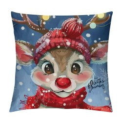 PHYHOO Blue Christmas Pillow Covers for Kid Snowman Christmas Throw Pillow Cases Cartoon Christmas Decor Super Soft Cushion Covers for Sofa