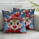 PHYHOO Blue Christmas Pillow Covers for Kid Snowman Christmas Throw Pillow Cases Cartoon Christmas Decor Super Soft Cushion Covers for Sofa