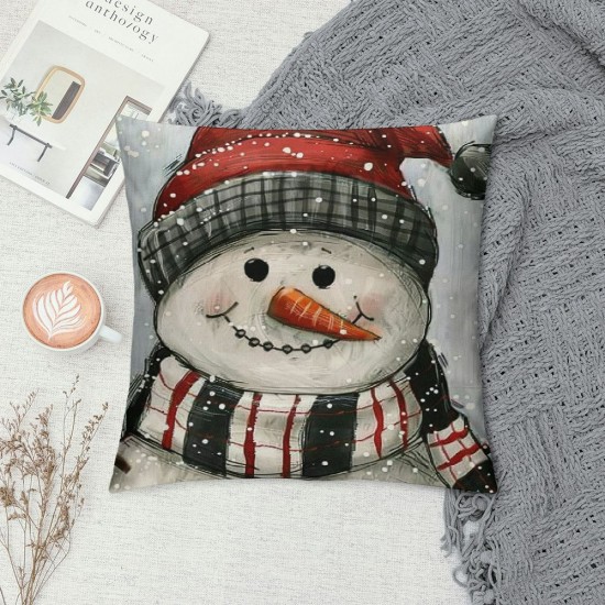 Christmas Pillow Covers Snowman Grey Throw Pillows Cushion Case Farmhouse Christmas Decor for Couch