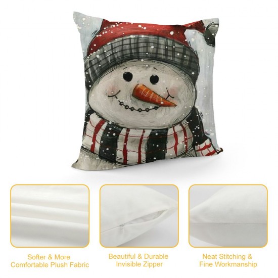 Christmas Pillow Covers Snowman Grey Throw Pillows Cushion Case Farmhouse Christmas Decor for Couch