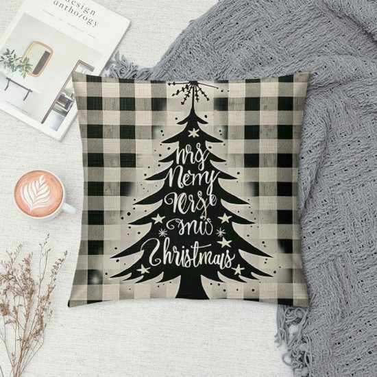 Christmas Pillow Covers Black White Plaid Decorative Christmas Throw Pillow Covers Buffalo Plaid Tree Farmhouse Winter Holiday Cushion Covers