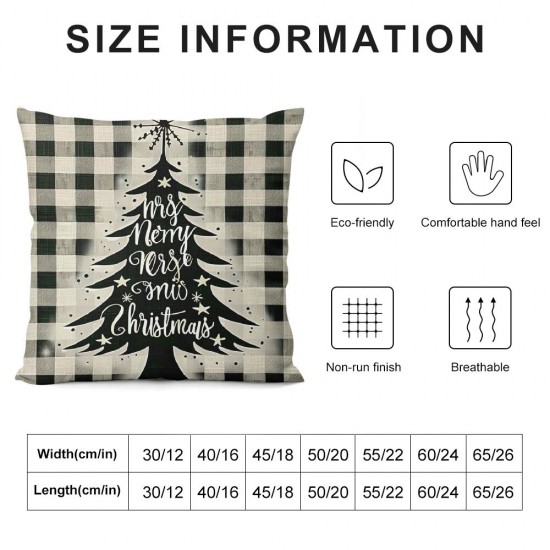 Christmas Pillow Covers Black White Plaid Decorative Christmas Throw Pillow Covers Buffalo Plaid Tree Farmhouse Winter Holiday Cushion Covers