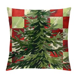 PHYHOO Christmas Decorations Pillow Covers Buffalo Plaid Farmhouse Christmas Green Throw Pillow Covers Rustic Winter Holiday Decor Cushion Case