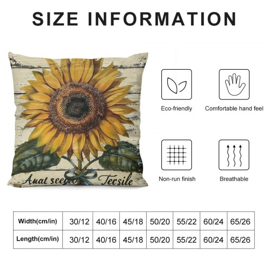 Rustic Farmhouse Sunflower Throw Pillow Covers Vintage Sunflower Seeds Farmhouse Decorative Throw Pillow Cases Cushion Cover (Sunflower)