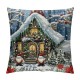 Christmas Pillow Covers Snowman Farmhouse Christmas Throw Pillow Cases Winter Holiday Cushion Covers ( Blue)