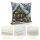 Christmas Pillow Covers Snowman Farmhouse Christmas Throw Pillow Cases Winter Holiday Cushion Covers ( Blue)