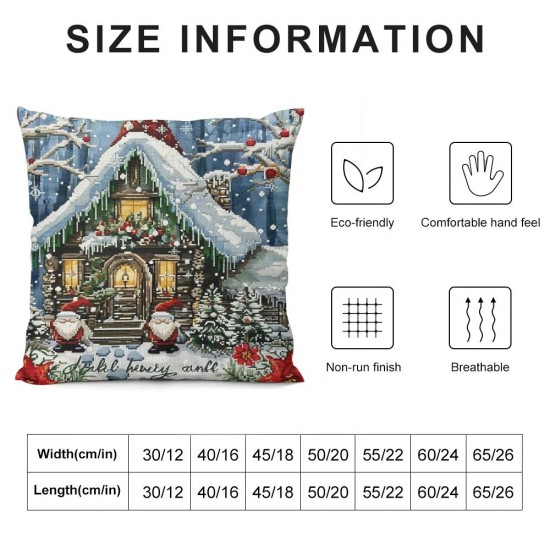 Christmas Pillow Covers Snowman Farmhouse Christmas Throw Pillow Cases Winter Holiday Cushion Covers ( Blue)