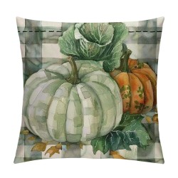 Fall Pumpkin Pillow Covers Watercolor Pumpkin Gray Buffalo Plaid Farmhouse Throw Pillow Cases Autumn Thanksgiving Gather Decoration for Home Decor Cushion Covers