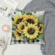 PHYHOO Sunflower Throw Pillow Covers , Pillow Covers, Farmhouse Yellow Floral Wild Botanical Black White Stripe Cushion Covers, Rustic Garden Plants Cushion Cases