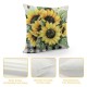 PHYHOO Sunflower Throw Pillow Covers , Pillow Covers, Farmhouse Yellow Floral Wild Botanical Black White Stripe Cushion Covers, Rustic Garden Plants Cushion Cases