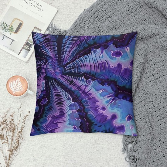 Purple Pillow Covers , Blue Spiral Pillow Covers for Bedroom Living Room, Boho Bohemian Cushion Covers, Abstract Printed Decorative Pillow Covers, Blue