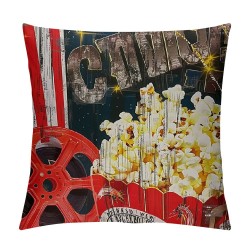 PHYHOO Vintage Movie Theater Throw Pillow Covers For Sofa Couch, Red Pillow Covers, Cushion Covers, Ticket Film Decorative Pillow Covers