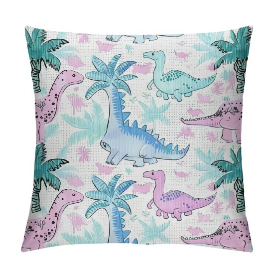 Throw Pillow Covers , Dinos Pillow Covers for Kids Girls, Lovely Cute Animals Cushion Covers, Cartoon Lumbar Outdoors Pillow Cases, Pink Green