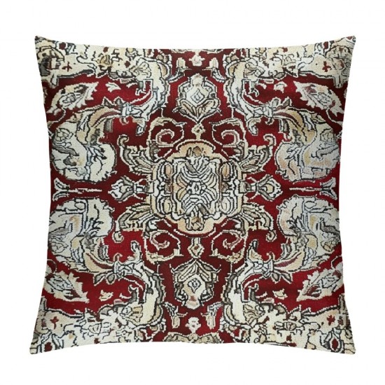 Paisley Throw Pillow Covers , Red Yellow Floral Pillow Covers for Men Women, Boho Flowers Exotic Retro Fashion Cushion Covers Bohemian Decorative Pillow Covers