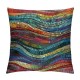 PHYHOO Boho Throw Pillow Covers Bohemian Wavy Pillow Covers Embroidered Waves Cushion Covers Geometric Ethnic Colorful Abstract Decorative Pillow Covers for Adult