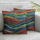 PHYHOO Boho Throw Pillow Covers Bohemian Wavy Pillow Covers Embroidered Waves Cushion Covers Geometric Ethnic Colorful Abstract Decorative Pillow Covers for Adult