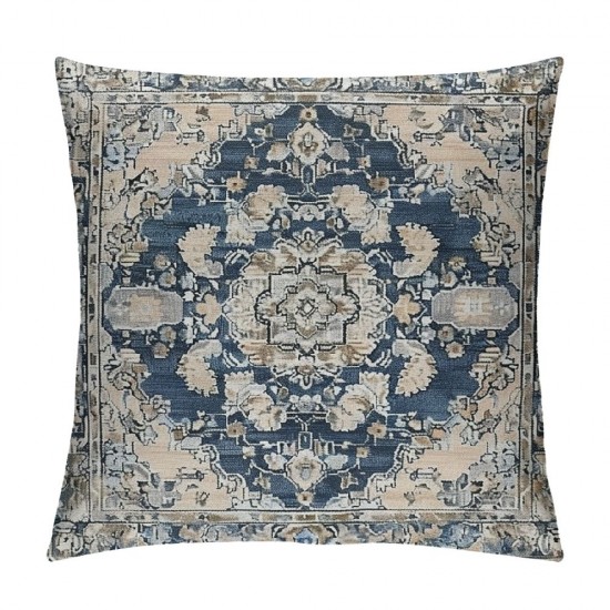 Turkish Throw Pillow Covers , Boho Pillow Covers, Blue Khaki Floral Bohemian Flowers Retro Cushion Covers, Exotic Decorative Pillow Covers