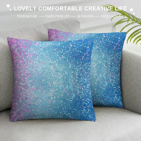 Colorful Glitter Throw Pillow Covers ,Girly Turquoise Teal Blue Pink Pastel Pillow Covers Trendy Cushion Covers for Women Decorative Pillow Covers for Living Room