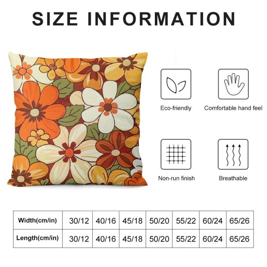 PHYHOO Boho Floral Throw Pillow Covers Retro Flowers Cushion Covers Flower Cushion Cases for Kids Girls Women Natural Botanical Pillow Covers Orange Brown