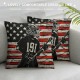 Throw Pillow Covers for Kids Boys Black Grey Red American Flag Pillow Covers Balls Sticks Cushion Cases Decorative Accent Pillow Cases