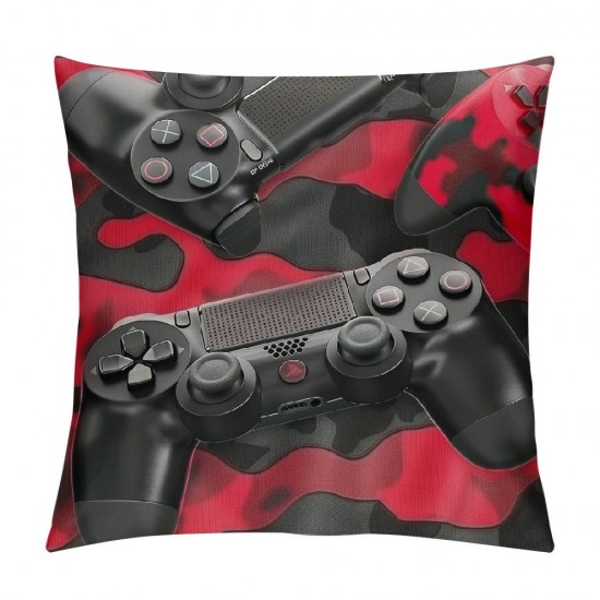 PHYHOO Gamepad Throw Pillow Cover For Teens Boys Video Game Pillow Cover Red Black Gaming Cushion Cover Living Room Decor Camo Military Game Decorative Accent Pillow Case