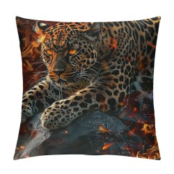 PHYHOO Printed Throw Pillow Covers , for Woman Pillow Covers , Animal Cushion Covers Soft,Golden Fire Flames Decorative Accent Pillow Cases for Sofa