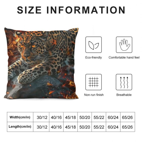 PHYHOO Printed Throw Pillow Covers , for Woman Pillow Covers , Animal Cushion Covers Soft,Golden Fire Flames Decorative Accent Pillow Cases for Sofa