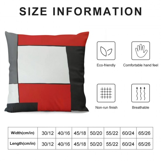 PHYHOO Red White Black Throw Pillow Covers,Geometric Square Pillow Covers , Stripes Cushion Cases Modern Abstract Decorative Pillow Cases Living Room Decor