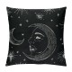 PHYHOO Sun and Moon Throw Pillow Covers , Boho Exotic Style Black and White Pillow Covers for Sofa Bed Couch, Starry Sky Decorative Pillow Covers, Bohemian Decor Cushion Covers