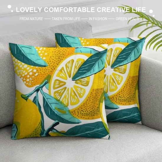 Throw Pillow Covers Fresh Yellow Lemon Fruit Design Square Pillowcase for Home Decor Sofa Car Bedroom Pillow case