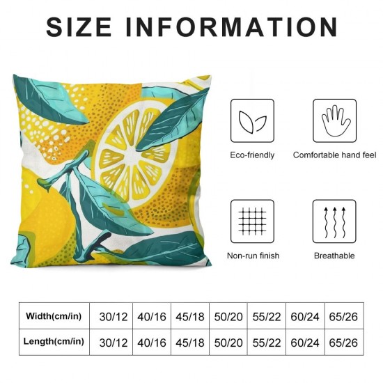 Throw Pillow Covers Fresh Yellow Lemon Fruit Design Square Pillowcase for Home Decor Sofa Car Bedroom Pillow case