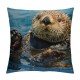 PHYHOO Throw Pillow Covers Sea Otters in Water Nature Animal Design Square Pillowcase for Home Decor Sofa Car Bedroom Pillow case