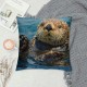 PHYHOO Throw Pillow Covers Sea Otters in Water Nature Animal Design Square Pillowcase for Home Decor Sofa Car Bedroom Pillow case