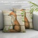 Throw Pillow Covers Cute Brown Green Leaves Square Pillowcases for Home Decor Sofa Car Bedroom Wooden Background Animal Farmhouse Design Pillow Cases